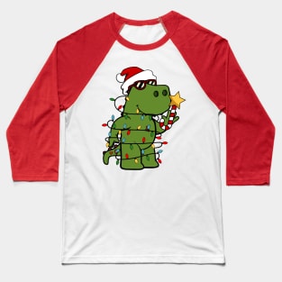 Funny T-Rex Christmas tree dinosaur lover Xmas gift gift Baseball T-Shirt